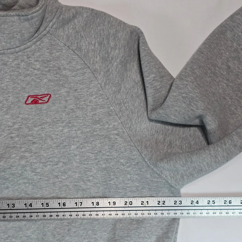 Reebok Mens Quarter Zip Sweatshirt Gray Large‎ Pullover RBLK111704 Logo Fleece